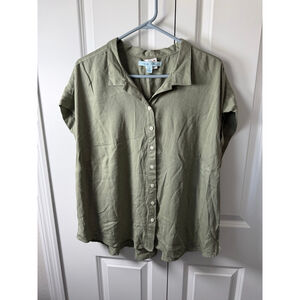 Blue Sol Green Button Down Shirt 1X